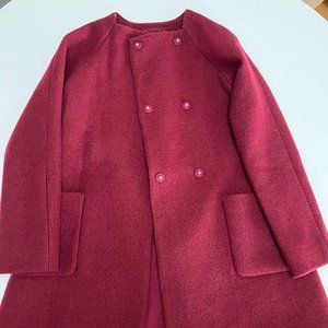 COS 100% Wool Winter Coat, Size 2, Burgandy